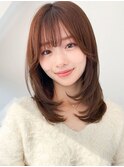 冬限定◎韓国風くびれレイヤー×暖色ココアブラウン