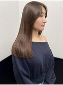 ナチュラルグレージュ/ブリーチなしダブルカラー/顔周りレイヤー