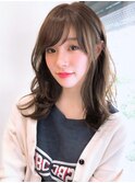 Say.ミディアムレイヤーウォームベージュイメチェン前髪２０代