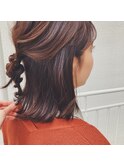 切りっぱなし×ハーフアップ