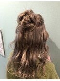 ゆるふわお団子ハーフアップ