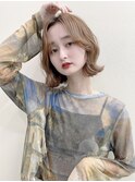 ハイトーンボブ♪透明感ベージュ♪30代/前髪無し/ナチュラルボブ