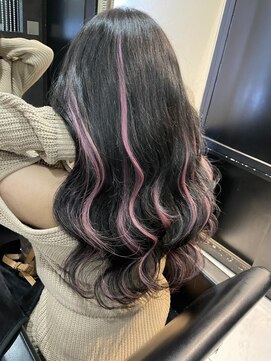 ヘアーデザイン ジェルム(Hair Design germe) 黒髪×ピンクメッシュ #しのだスペシャル