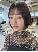 縮毛矯正/髪質改善トリートメント/ミディアムヘア/グレージュ