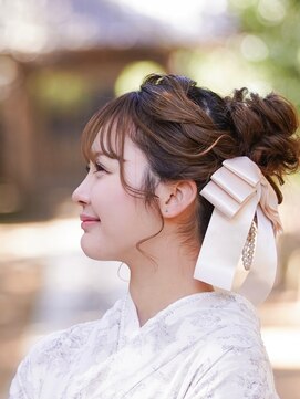 バサラ 大阪梅田店(VASARA) 着物に似合う　アップスタイル×サテンBIGリボン