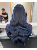 縮毛矯正.レイヤーカット.ブルーブラック.髪質改善. 黒髪