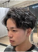 メンズアップバングショート/シャドウパーマ/スパイラルパーマ
