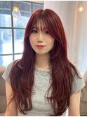 レイヤーカット×チェリーレッド×イルミナカラー
