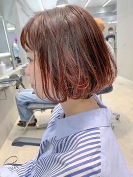 テトヘアー(teto hair) オレンジベージュ、フレンチボブ、暖色カラー