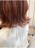 春っぽピンクベージュ 外はねボブ