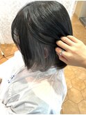 インナーカラー　シルバー　ケアブリーチ ボブ　草加駅