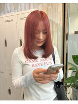 ナンバー アンフィール 渋谷(N° anfeel) 髪質改善高彩度カラーチェリーレッドレイヤーカット渋谷