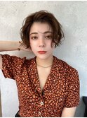 顔周りレイヤーカットくびれヘアミルクティーベージュカラー