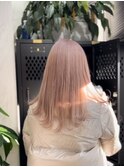 ホワイトピンク/ハイブリーチ2回/セミロング