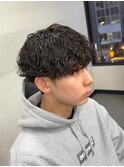 爽やかビジネスツーブロック無造作ナチュラル波巻きパーマ