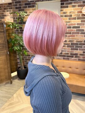 アロマ 仙台店(AROMA) ピンクボブ/肩上ボブ/内巻きボブ/ブリーチ２回/小顔効果/仙台