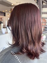 リドル ヘアー 駒生店(Riddle HAIR)&nbsp;外ハネレイヤーミディ×レッドブラウンカラー