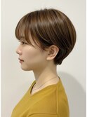 小顔透明感◎モカブラウンショートボブ×くびれ春カラー