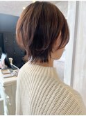 福山人気イルミナカラーショコラブラウンショートウルフ20代30代