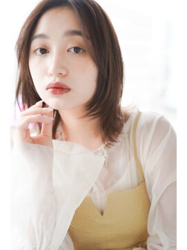 トクテ 吉祥寺(tokute) くびレイヤーエモージュ前髪モテベージュレイヤーミディ/吉祥寺