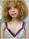 【riNa】くるくるパーマ、ブリーチなしカラー、スパイラル