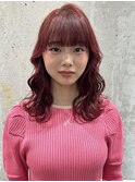 セミディフルバングチェリーレッド/ケアブリーチ/渋谷ハイトーン