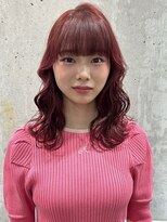 オルズ 渋谷(ALLZ)&nbsp;セミディフルバングチェリーレッド/ケアブリーチ/渋谷ハイトーン