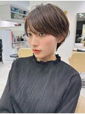 前髪あり耳掛け丸みくびれ大人ショートボブ20代30代40代50代＊