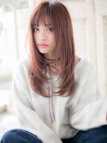 大波純一美容室パーティハン&nbsp;シースルーバングチェリーレッドレイヤースタイルa小山10代20代