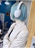 ケアブリーチペールカラーブルーグレージュ20代30代ミニボブ