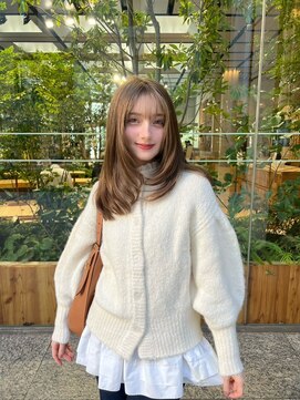 ラル 立川(lar) ふんわりミディ_グレーベージュレイヤーロング前髪パーマ