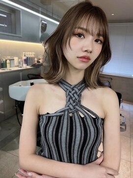 サイン 表参道(SIGN) 切りっぱなしボブレイヤーボブインナーカラーベージュカラー