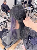アジールヘア 所沢プロペ通り店(agir hair) インナーカラーブルーラベンダーシアーカラー姫カットカール所沢