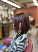 大人ショートボブピンクベージュハイライトカラー前髪センター南