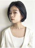 大人ヘルシーミニボブワンカール姫カット艶髪ストレートパーマ