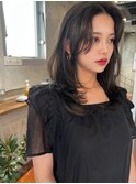 韓国ヘアグレージュカラーブリーチ無し髪質改善イヤリングカラー