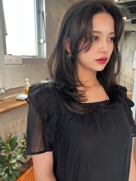 サイン 表参道(SIGN) 韓国ヘアグレージュカラーブリーチ無し髪質改善イヤリングカラー