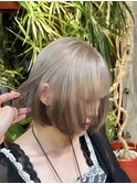 ルーツカラー裾カラーデザインカラーハイトーンボブケアブリーチ