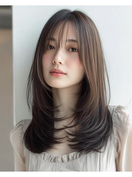 オンク 新宿(onk) 黒髪/グレーベージュ/レイヤーロング/前髪パーマ[新宿駅]