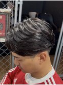 フェザーパーマ×センターパート