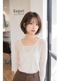 丸みショートボブ小顔シースルーバング耳掛け艶髪透明感大人美人