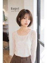 バグズ ヘアデザイン 桔梗が丘店(Baguz HAIR DESIGN)&nbsp;丸みショートボブ小顔シースルーバング耳掛け艶髪透明感大人美人
