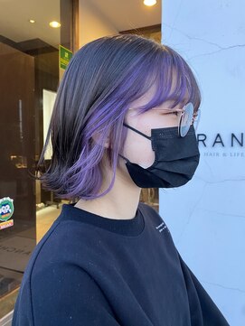 ブランシェ 小牧店(BRANCHE) 切りっぱなしボブ×イヤリングカラーパープル ☆ITO☆