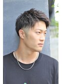 I刈り上げツーブロック黒髪ソフトツイストパーマアップバング I