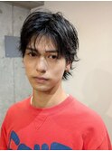 ナチュラルレイヤー×ラフ束感ミディウルフ