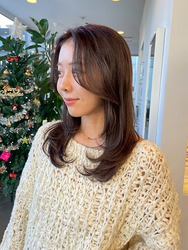 【DIFINO 青山】シアーブラウン/レイヤーカット/顔まわりカット