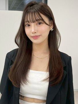 韓国風ヘア 顔周りカット 小顔カット ブラウンベージュカラー