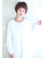 オーロ 宝塚店(ORO)&nbsp;ことりベージュネイビーカラー毛先パーマ小顔ワンサイドショート