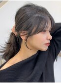 結んでも可愛い顔周りとレイヤーカット/韓国風/巻き髪