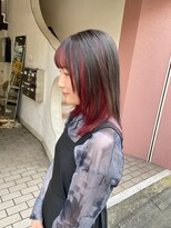 ロナバイソル(lona by SoL) インナーカラー/ブラック×レッドカラー